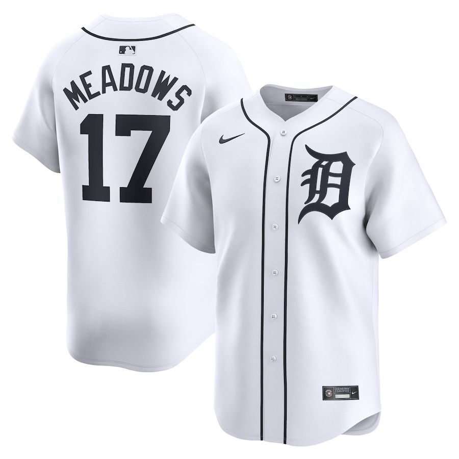 Men Detroit Tigers #17 Austin Meadows Nike White Home Limited Player MLB Jersey->detroit tigers->MLB Jersey